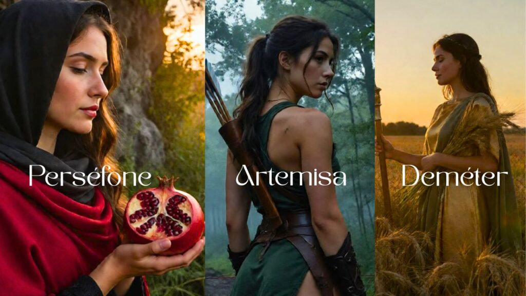 diosas Perséfonea, Artemisa e Deméter